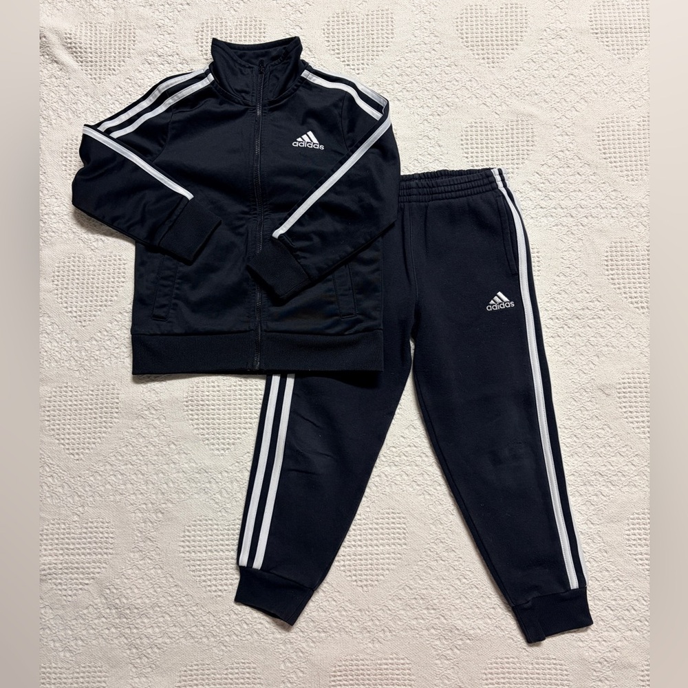 Adidas Kids Black Sweatpants & Jacket Set Size 5